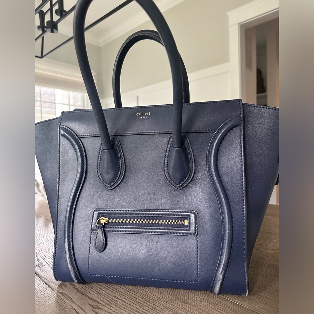 Celine mini luggage tote, navy